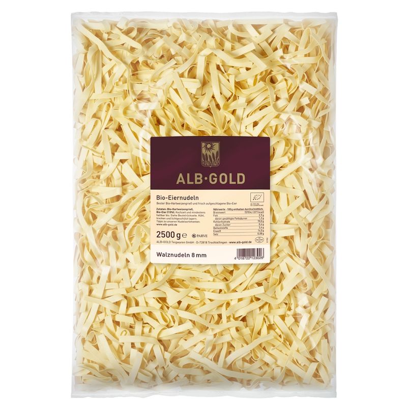 ALB-GOLD AG Bio Walznudeln 8 mm mit Ei 3 x 2,5 kg - Produktbild