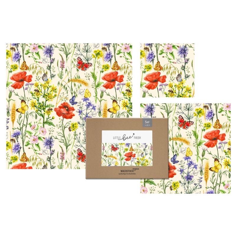 little bee fresh Veganes Wachstuch "L"- 35x35 cm - Bienentraum - Produktbild