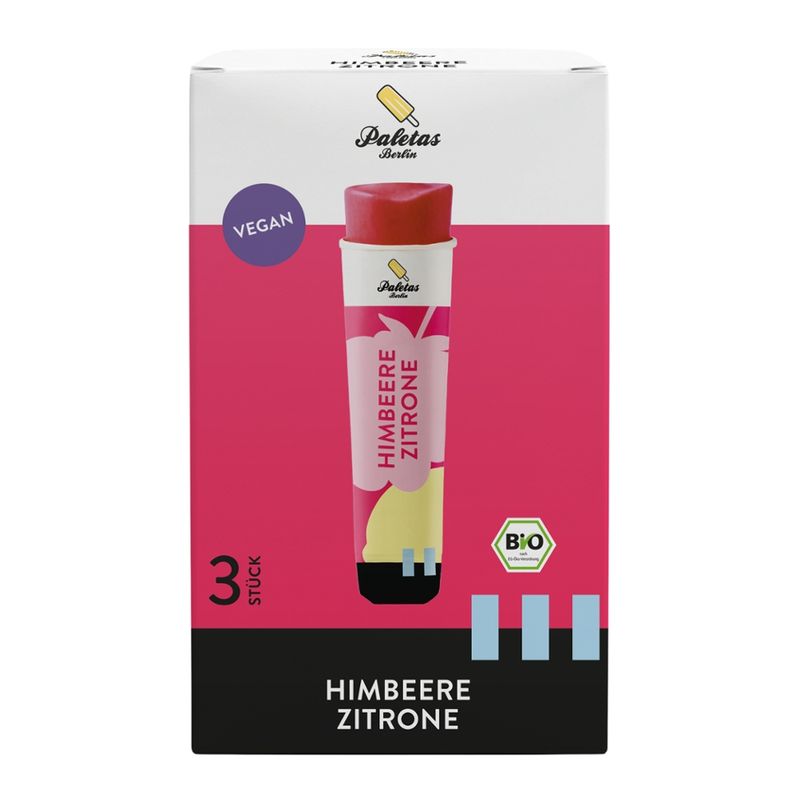 Paletas Berlin  Paletas Multipack Premium Bio-Eis Quetschtüte Himbeere Zitrone - Produktbild