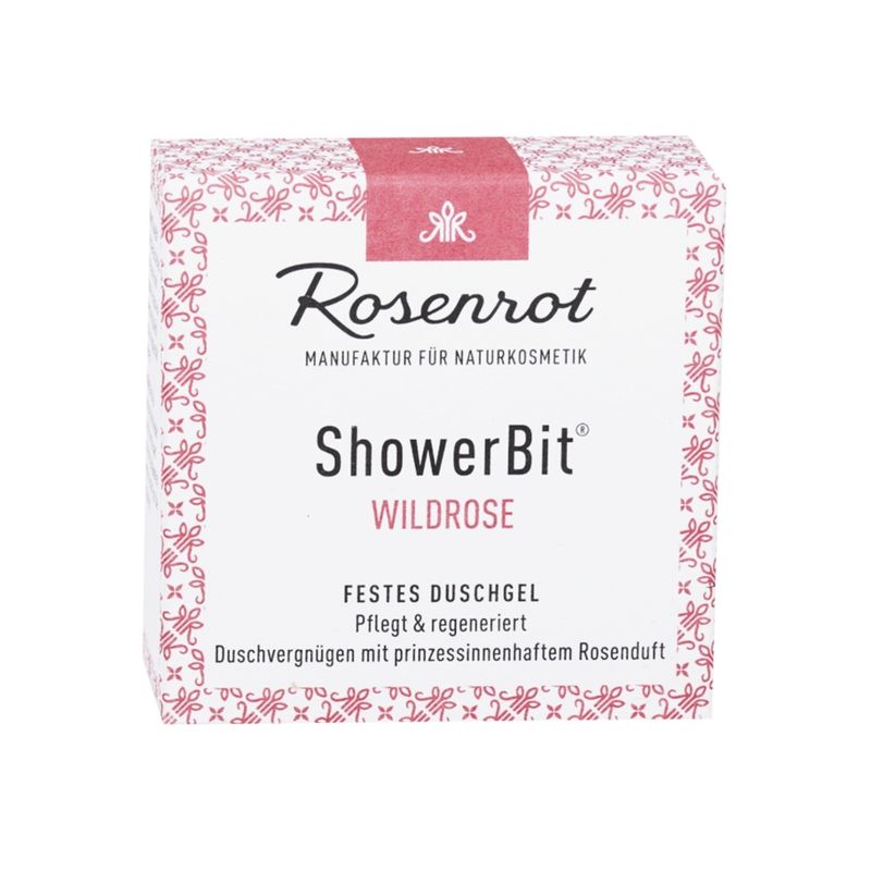 Rosenrot Naturkosmetik ShowerBit® - festes Duschgel Wildrose - 55g - in Schachtel - Pflegedusche für den Kick am Morgen. - Produktbild