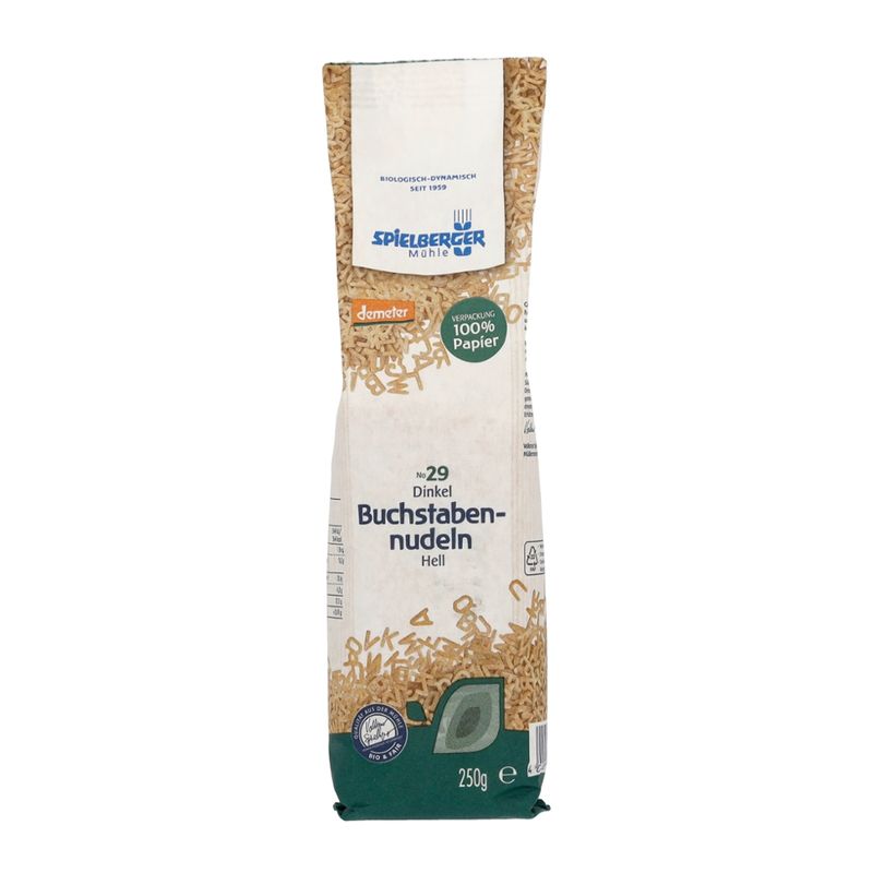 Spielberger Mühle Dinkel Buchstabennudeln, hell, demeter - Produktbild
