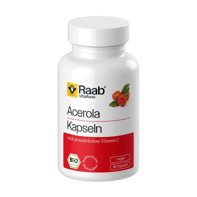 Raab Vitalfood Bio Acerola Kapseln, á 500mg, 80 Stück - Produktbild