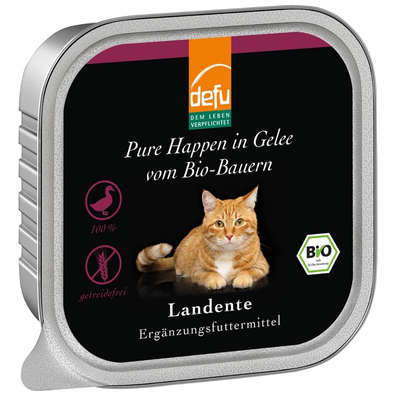 defu - Das Tierfutter vom Bio-Bauern Katze Pure Happen in Gelee Bio-Landente - Produktbild