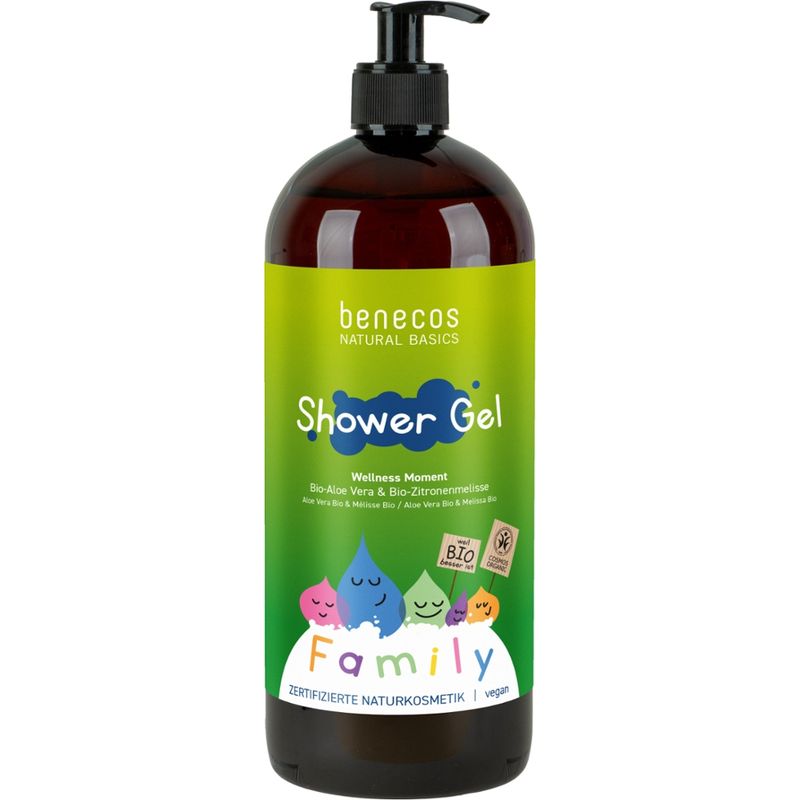 benecos benecos Natural Shower Gel FAMILY SIZE Wellness Moment Aloe Vera & Zitronenmelisse - Produktbild