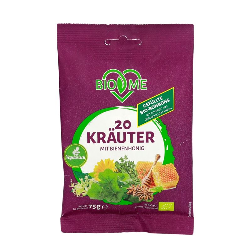 BIO loves Me Gefüllte Bio Bonbons mit 20 Kräutern - Produktbild