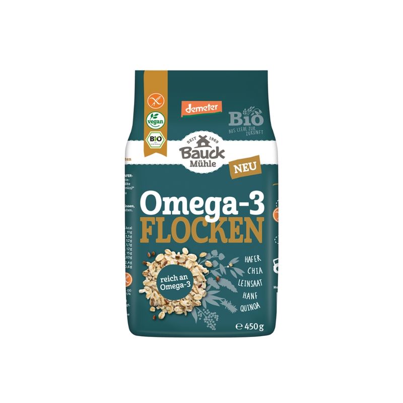 Bauck Mühle Omega 3 Flocken 450g Demeter gf - Produktbild