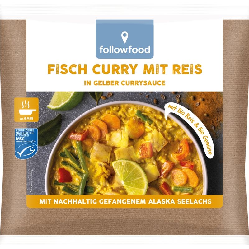 followfood MSC Fisch Curry mit Reis mit nachhaltig gefangenem Alaska Seelachs - Produktbild