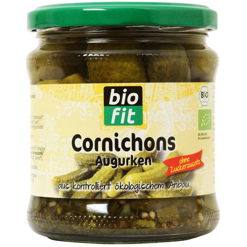 Bio Fit Bioland Bio-Cornichons ohne Zuckerzusatz 370 ml Gl. BIO FIT - Produktbild