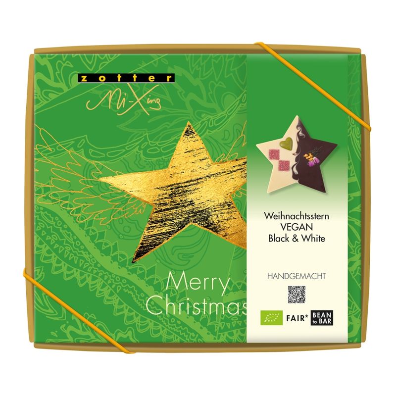 Zotter Schokolade Weihnachtsstern VEGAN Black & White - Produktbild