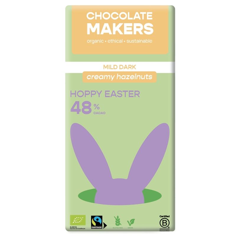 Chocolatemakers Hoppy Easter - Osterschokolade Kolumbien Mild Pur 48% Haselnusscreme - Produktbild