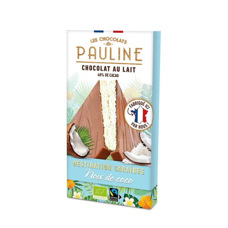 LES CHOCOLATS DE PAULINE Milk chocolate tablet filled with coconut - Produktbild