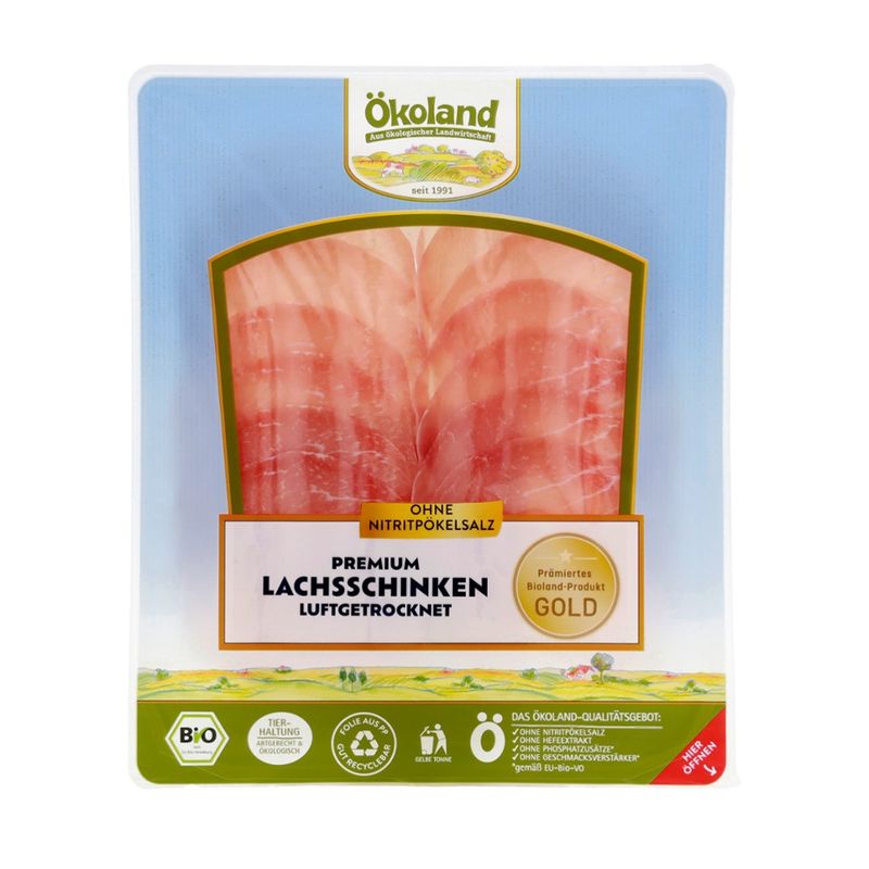 ÖKOLAND Premium Lachsschinken luftgetrocknet, über 4 Monate gereift - Produktbild