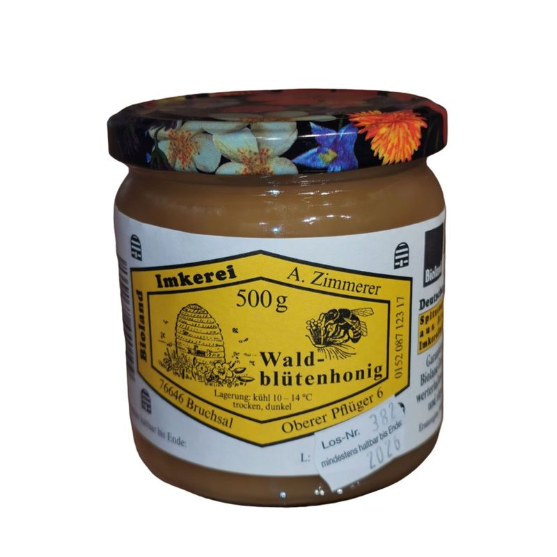 Imkerei Zimmerer 0109 Bioland Wald-Blütenhonig 500g - Produktbild