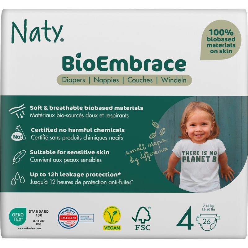 Naty Naty Windeln BioEmbrace Gr. 4 (7-18 kg), 26 St - Produktbild