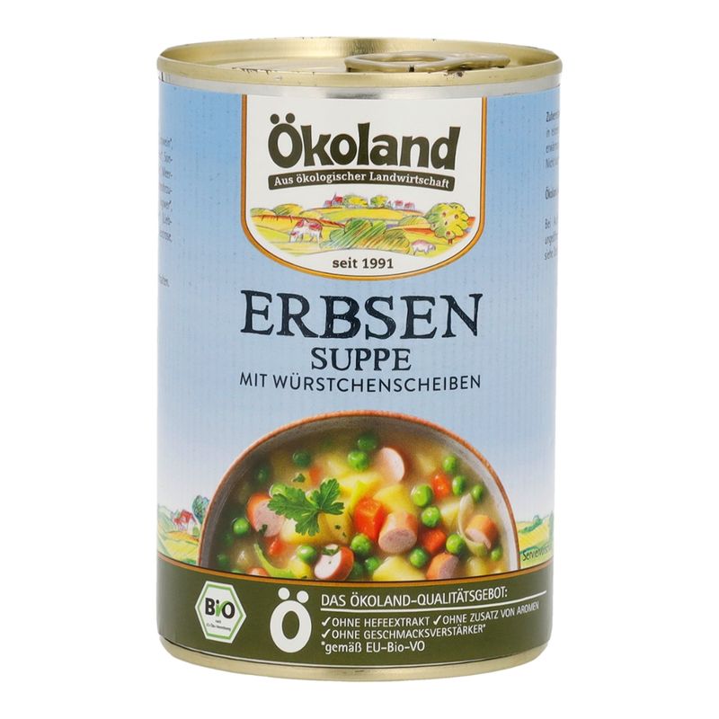 ÖKOLAND Erbsensuppe mit Würstchenscheiben - Produktbild