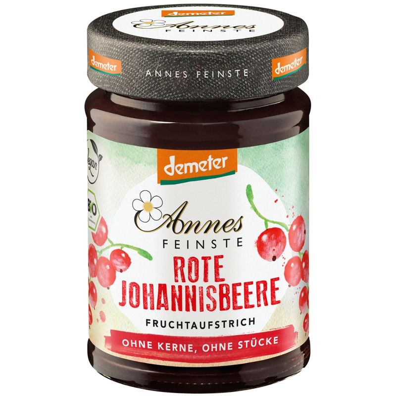 Annes Feinste Demeter Bio rote Johgannisbeeren Fruchtaufstrich fein passiert - Produktbild