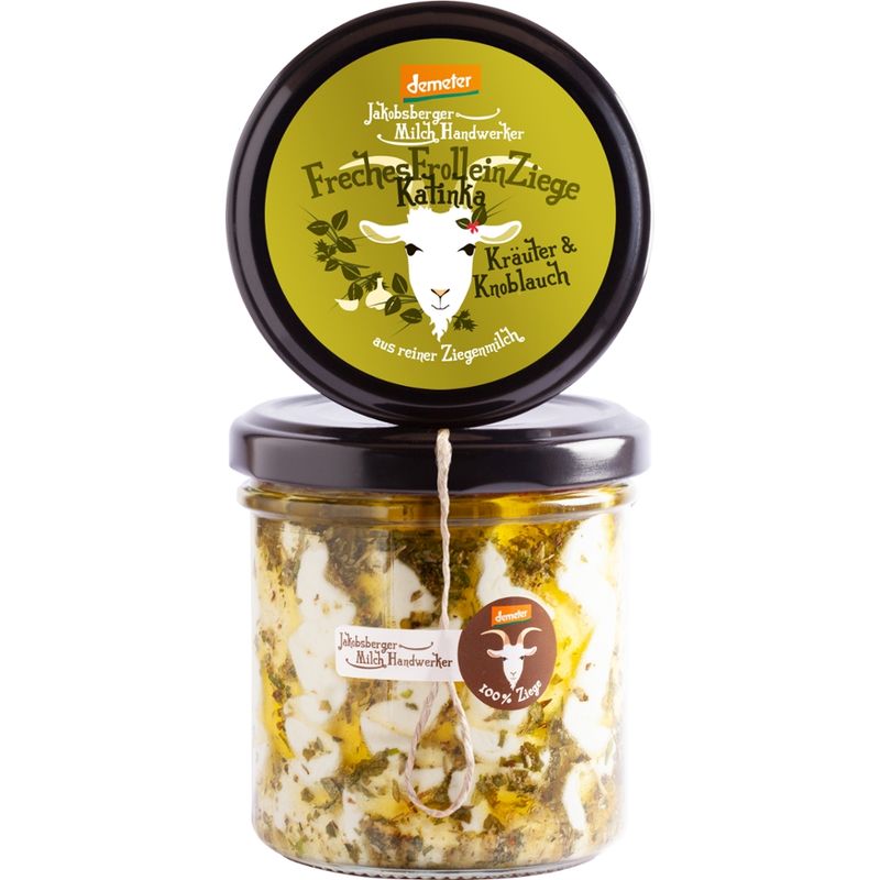 Jakobsberger MilchHandwerker FrechesFrolleinZiege Katinka mit Kräutern und Knoblauch -  Frischkäse aus reiner Ziegenmilch - Produktbild