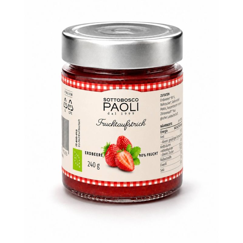 Sottobosco Paoli Fruchtaufstrich Bio Erdbeere - Produktbild