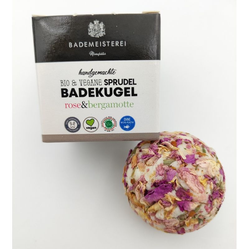 Bademeisterei Bademeisterei Bio & Vegane Sprudelbadekugel "Rose & Bergamotte" 50g AT-BIO-301 - Produktbild