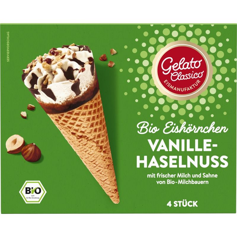 Gelato Classico Eismanufaktur Gelato Classico Bio Vanille-Haselnuss Eishörnchen - Produktbild