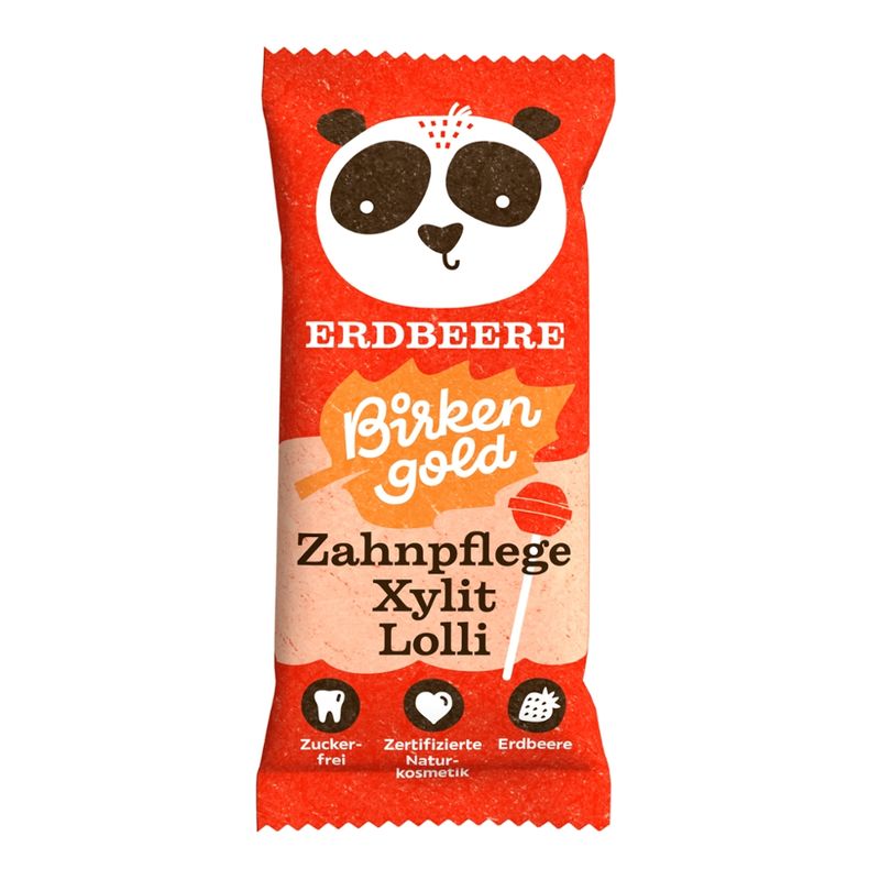 Birkengold Birkengold Zahnpflege Xylit Lolli Erdbeere Naturkosmetik zertifiziert - Produktbild