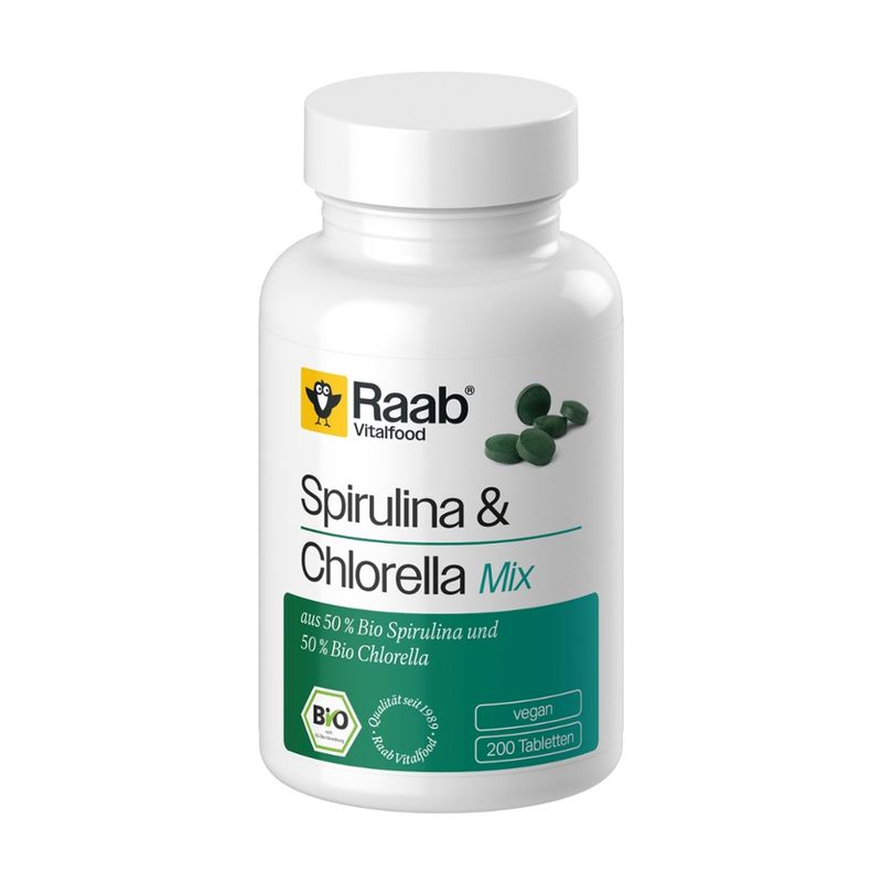 Raab Vitalfood Bio Spirulina & Chlorella Mix 200 Tabletten - Produktbild