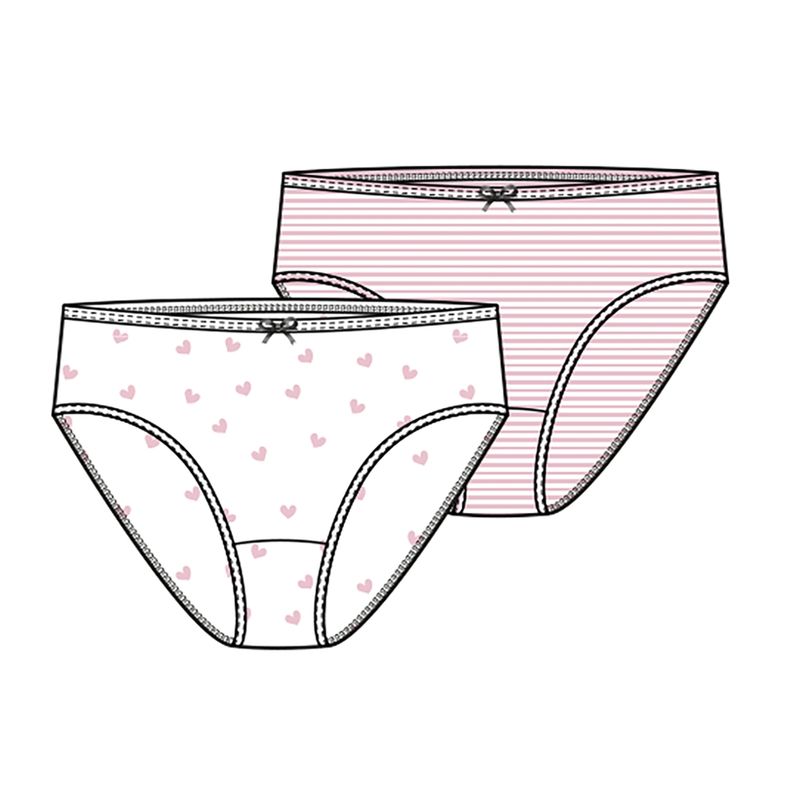LIVING CRAFTS Mädchen-Unterhosen, 2er-Pack, D620 rose/hearts/stripes, 110/116 - Produktbild