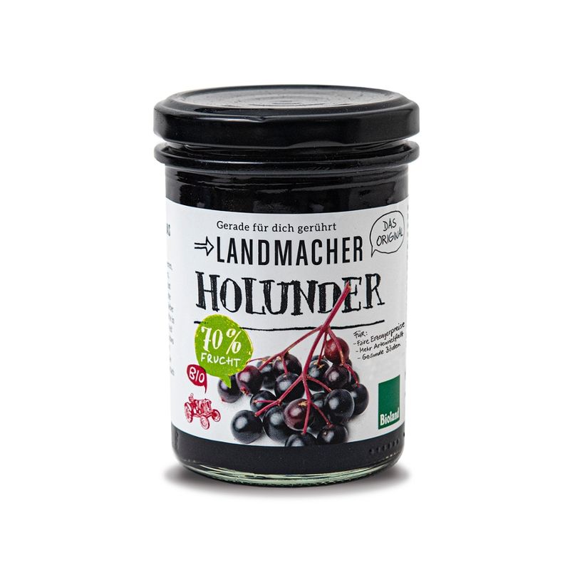 Landmacher Bio-Fruchtaufstrich Holunder (220g), Bioland - Produktbild