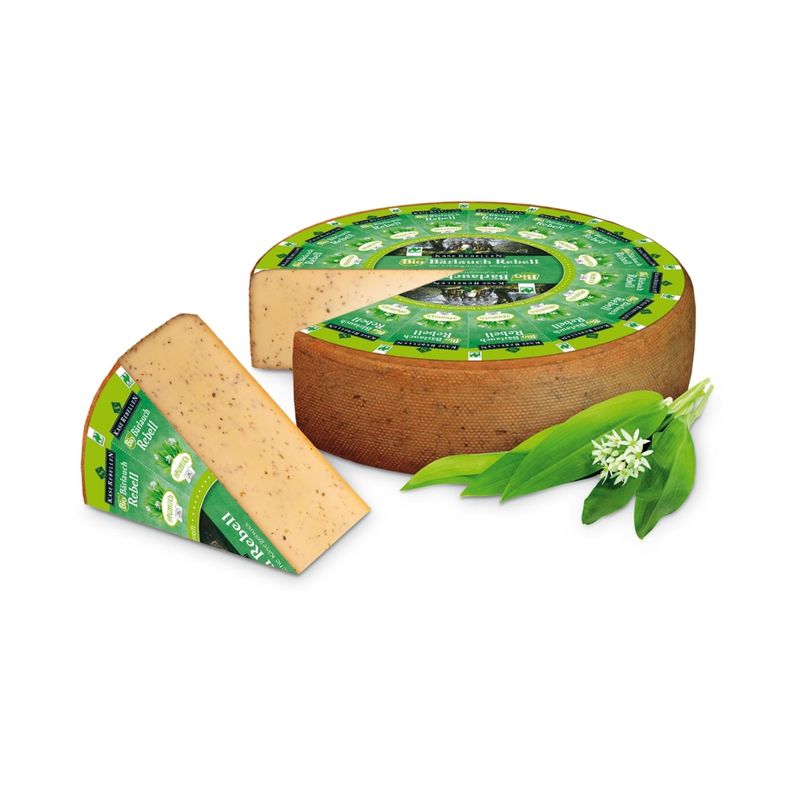 Käserebellen Bio Bärlauch Rebell, Schnittkäse mindestens 50% Fett i.Tr., aus Bio-Bergbauern-Heumilch g.t.S. - Produktbild