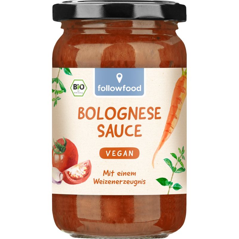 followfood Bio Tomatensauce Bolognese Art vegan mit Weizenerzeugnis vegan - Produktbild