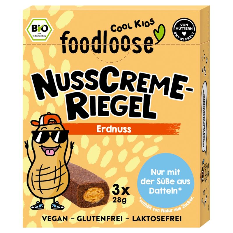 foodloose COOL KIDS foodloose COOL KIDS Bio-Nusscreme-Riegel Erdnuss (3x 28 g Pack) - Produktbild