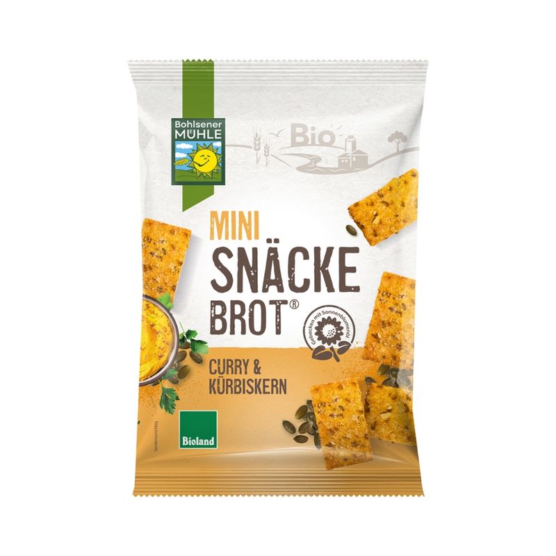 Bohlsener Mühle Mini Snäckebrot® Curry & Kürbiskern Bioland - Produktbild