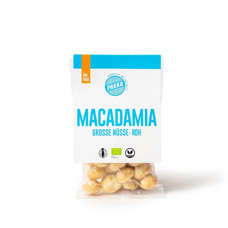 Pakka Macadamia Nature, Bio, grosse Nüsse, 100g - Produktbild
