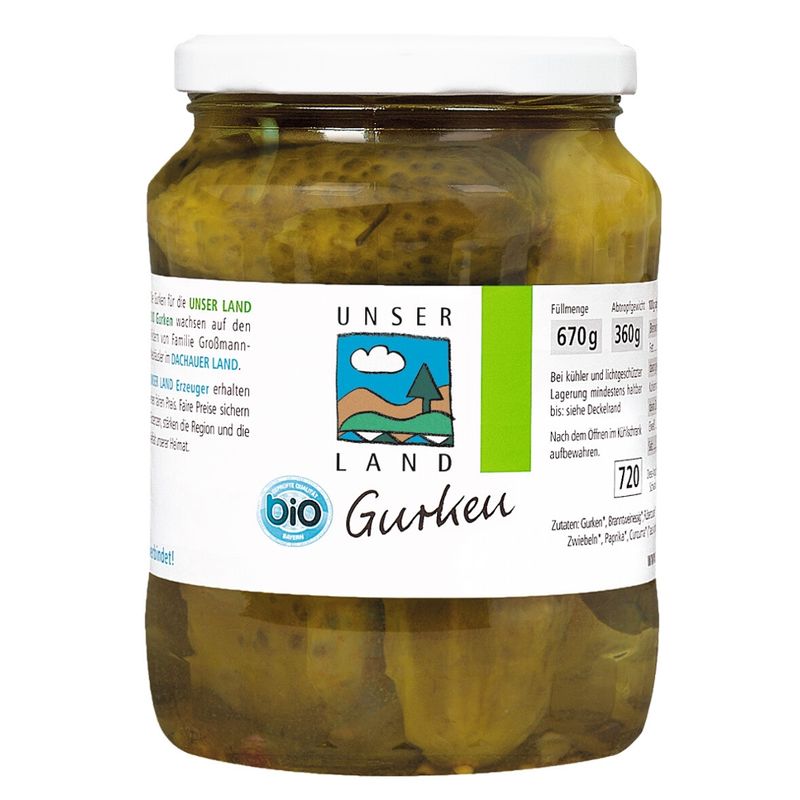 UNSER LAND UNSER LAND Bio Gurken, BayBio, 670g Glas - Produktbild
