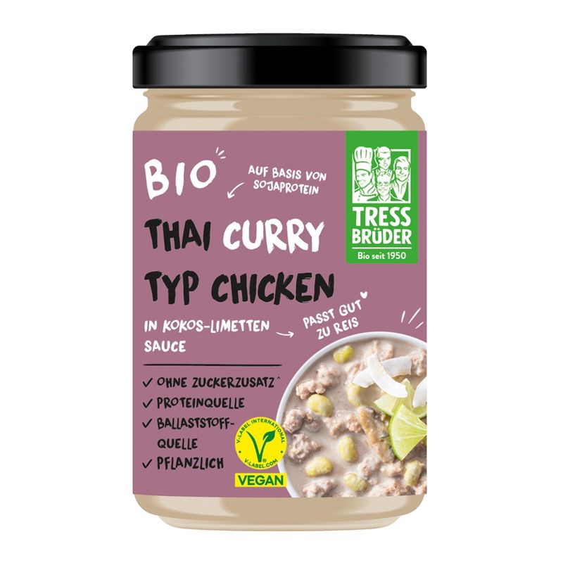 Tress Brüder veganes Bio Thai Curry Typ Chicken in Kokos-Limetten Sauce - Produktbild