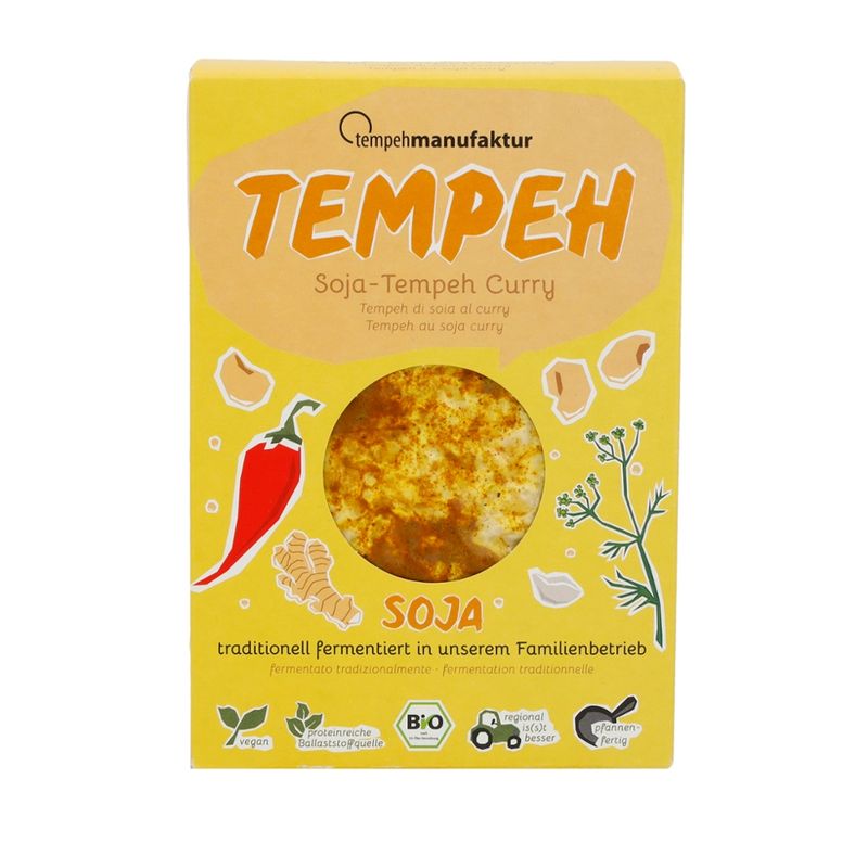tempehmanufaktur  Tempeh Curry - Tempeh aus Sojabohnen, mariniert mit herzhaftem Curry - Produktbild