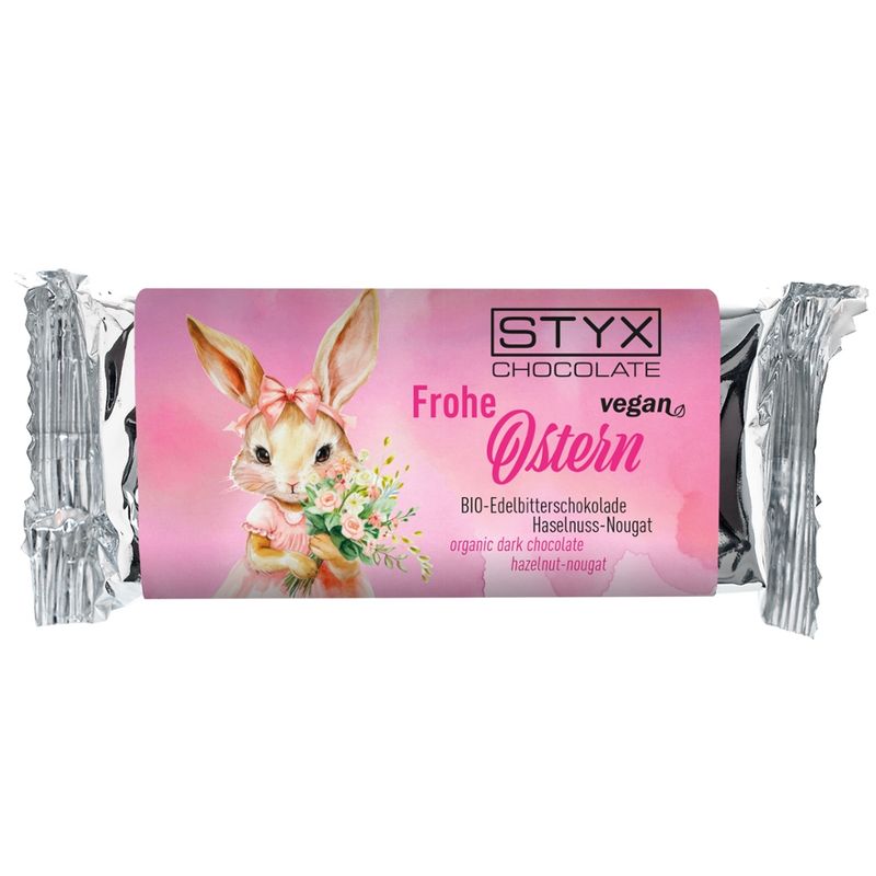 Styx Naturcosmetic Osterschokolade -  BIO-Edelbitterschokolade gefüllt mit Haselnuss Nougat 70g(Vegan) - Produktbild