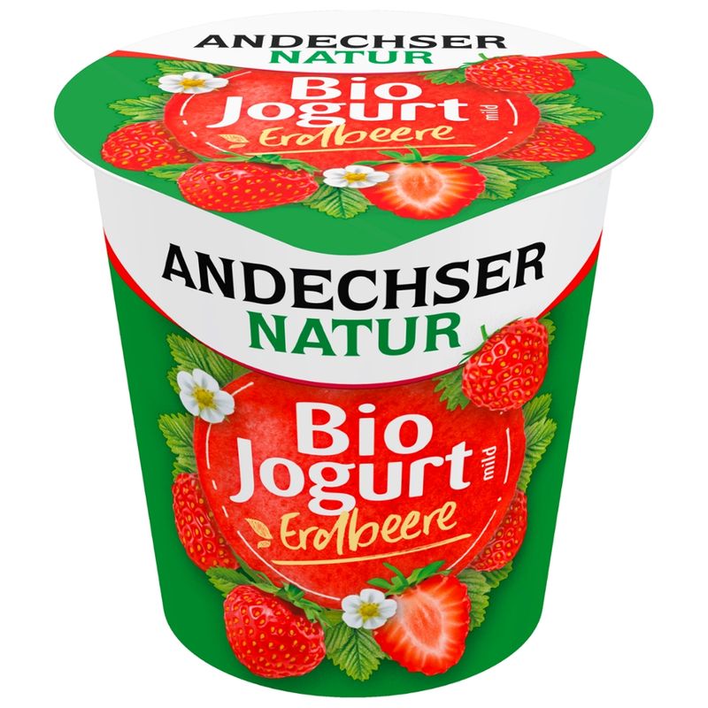 Andechser Natur Bio Jogurt mild Erdbeere 3,8% - Produktbild