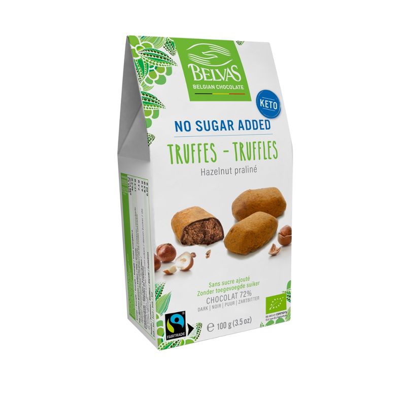 Belvas Hazelnut truffles No Sugar Added 100g - Produktbild