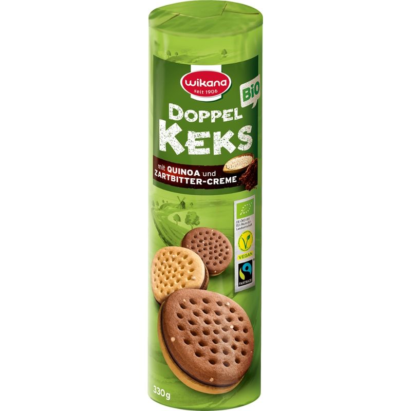 Wikana Bio Fairtrade Doppelkeks mit Zartbittercreme, 330 g - Produktbild