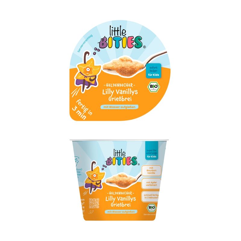 little BITIES Bio HELDENBECHER Lilly Vanillys Grießbrei-Cup für Kinder - Produktbild
