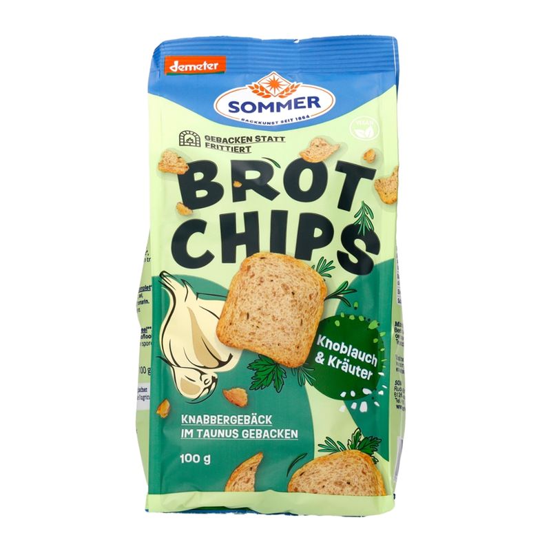 SOMMER BACKKUNST SEIT 1864 Demeter Brot Chips - Knoblauch & Kräuter - Produktbild