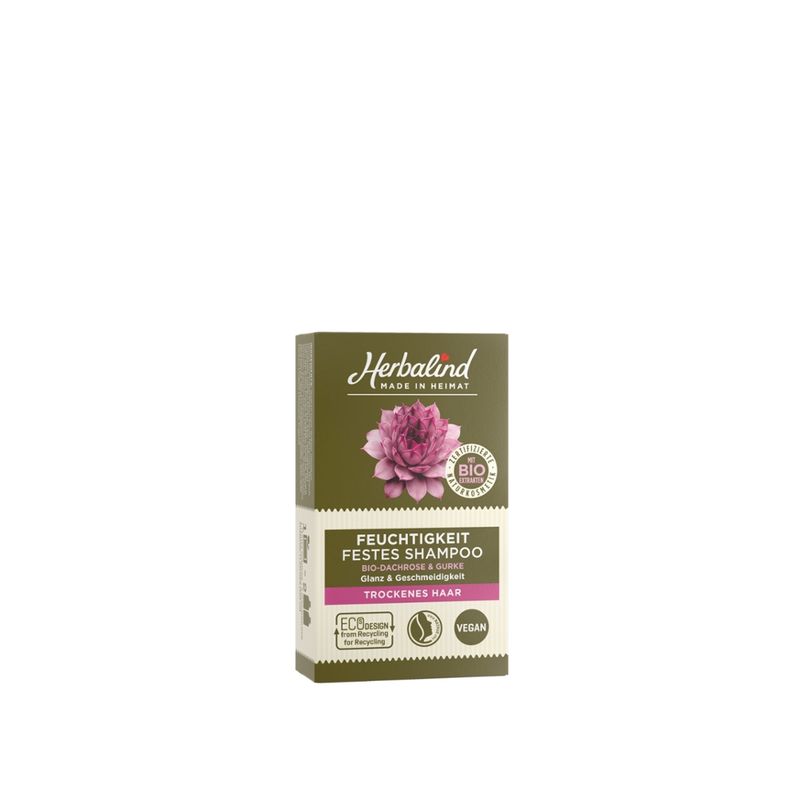 Herbalind Shampoo fest Feuchtigkeit Bio-Dachrose & Gurke sorgt für Glanz & Geschmeidigkeit - für trockenes Haar - Produktbild