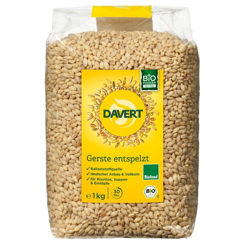 Davert Gerste entspelzt Bioland, 1kg - Produktbild