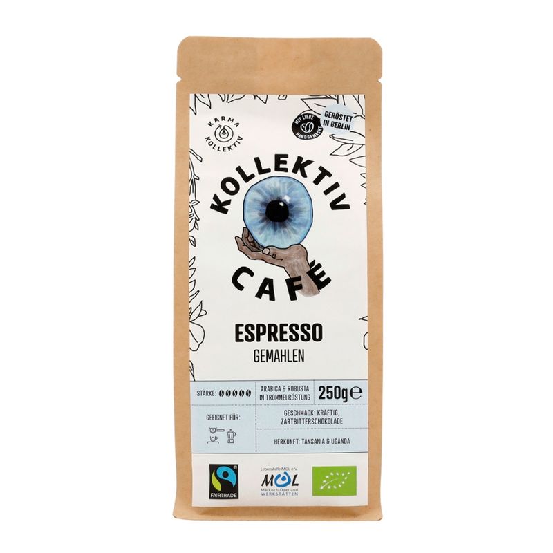 KollektivCafé KollektivCafé Espresso gemahlen 250g, Bio Röstkaffee Fairtrade - Produktbild