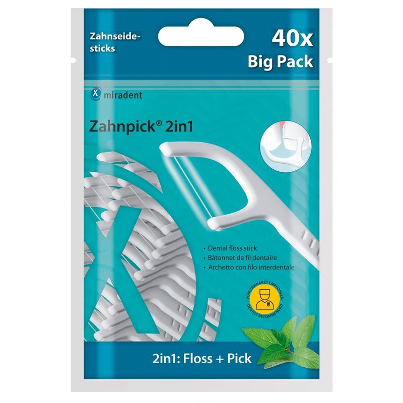 miradent miradent Zahnpick 2in1 Zahnstocher, weiß, 40er Pg. - Produktbild