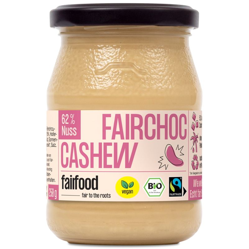 fairfood Freiburg Fairchoc Cashew-Vanille-Creme (250g, Pfandglas klein, Bio & Fairtrade) - Produktbild