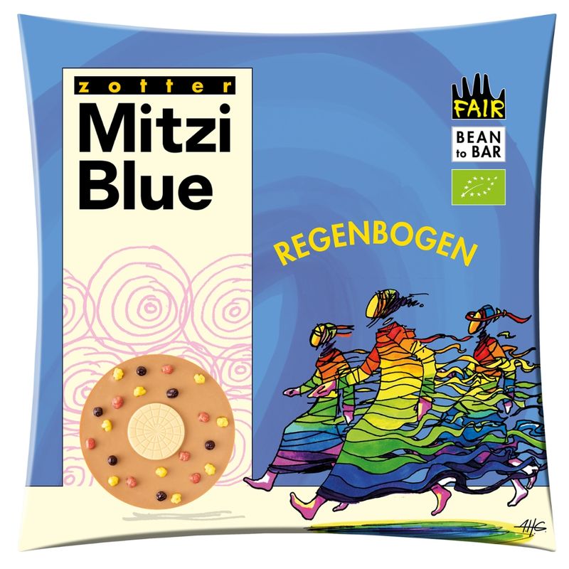 Zotter Schokolade "Regenbogen • Milchschokolade + weiße Schokolade + Knusperfrüchte" - Produktbild