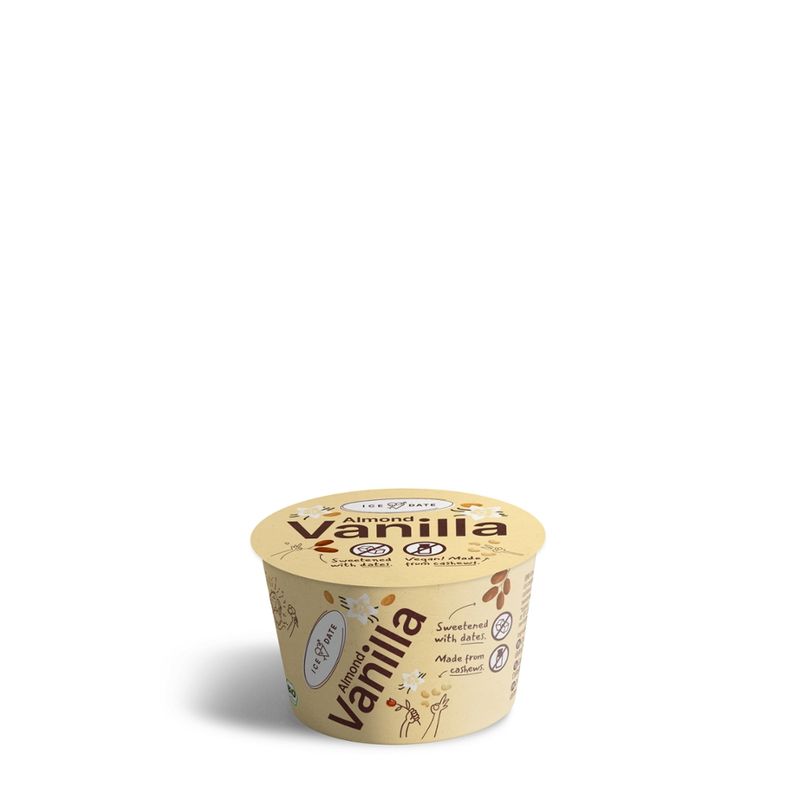 iceDate iceDate Bio-Almond-Vanilla-Eis, vegan, laktosefrei, glutenfrei, mit Datteln gesüßt, Bio-Mandel-Vanille-Eis 120ml - Produktbild