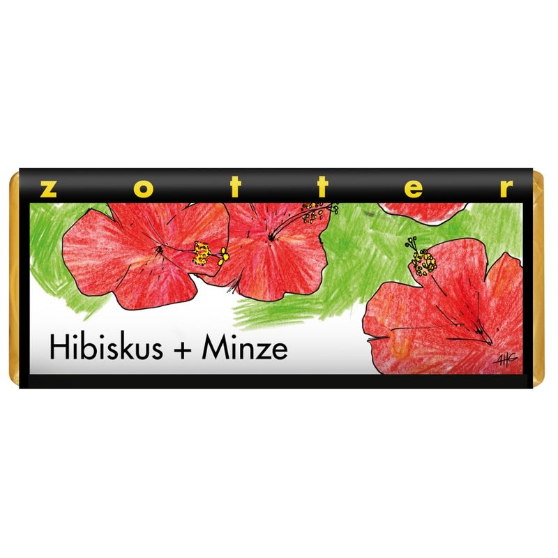 Zotter Schokolade Hibiskus + Minze - Produktbild